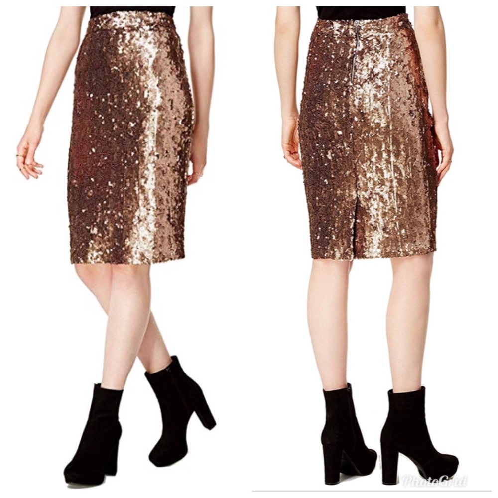 New Bar III XXL copper bronzey pencil sequin skirt